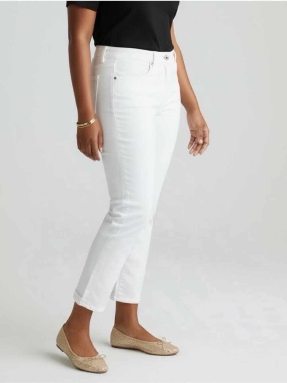 New Talbots White Jegging Crop Plus sz 18W 
Denim High-waist Slimming Panel